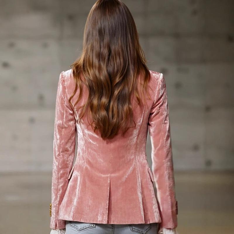 Women'S Lapel Long Sleeve Fashion Slim Fit Blazer Pocket Jacket