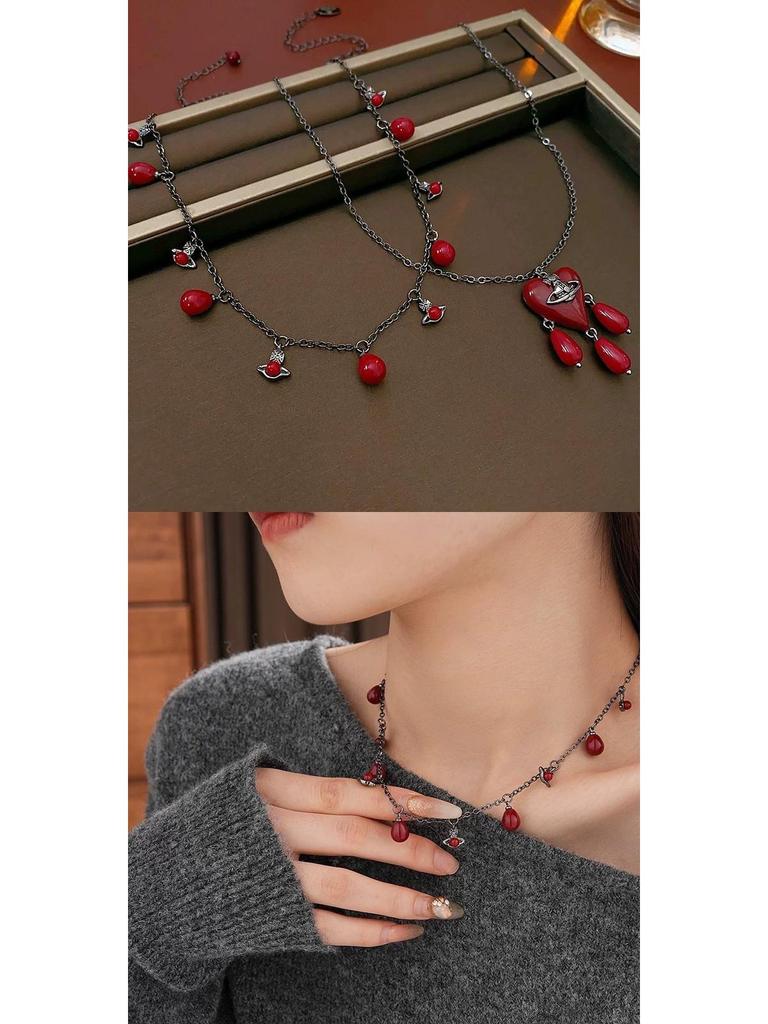 Kaiserin Cixi Angkorrot Quastenkette: Elegante Pulloverkette für Damen