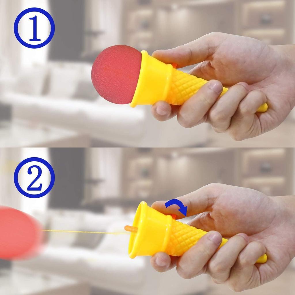 Novelty Place Ice Cream Shooters Toy (Pack of 12) - Squeeze N' Pop Game - 7 Inch Multi-Color Icecream Cone Foam Ball Launcher - Great Party Favors