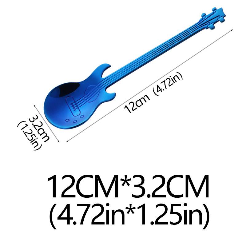 

Stainless Steel Guitar Teaspoon Coffee Spoon Creative New Beautiful 7 Colors Coffee Tea Use Fashion Tableware Kitchen Spoon синій