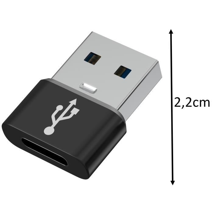 Adapter USB 2.0 do USB-C kompatybilny z ładowarką sieciową-komputerem itp do USB C Samsung-Xiaomi-Huawei itp [Zestaw 2 szt.] Phonillico®