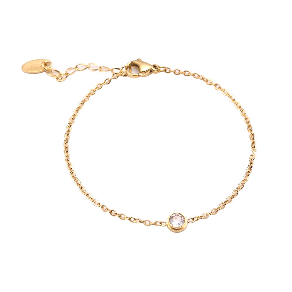 Japanese & Korean-Style Minimalist Women's Bracelet with Single Diamond Design