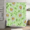 Modern Bathroom Decor Shower Curtain with Cute Cartoon Flowers Design for Home Decoration Waterproof Fabric Mint Green / White F