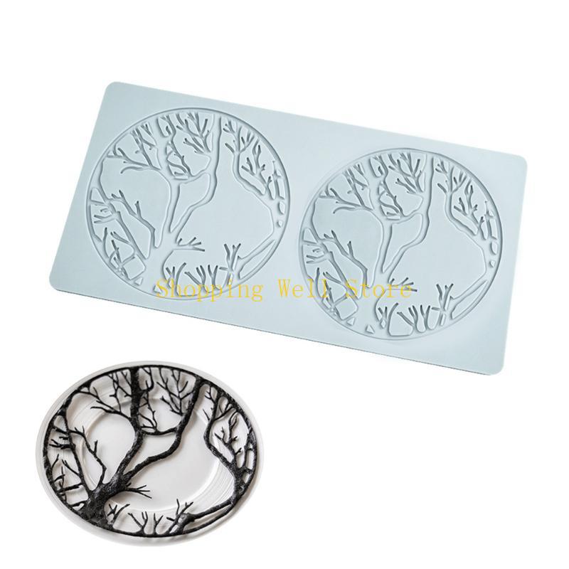 KX4B Leaf Branch Pattern Laces Mat Fondants Mat Cake Decorating Supplies