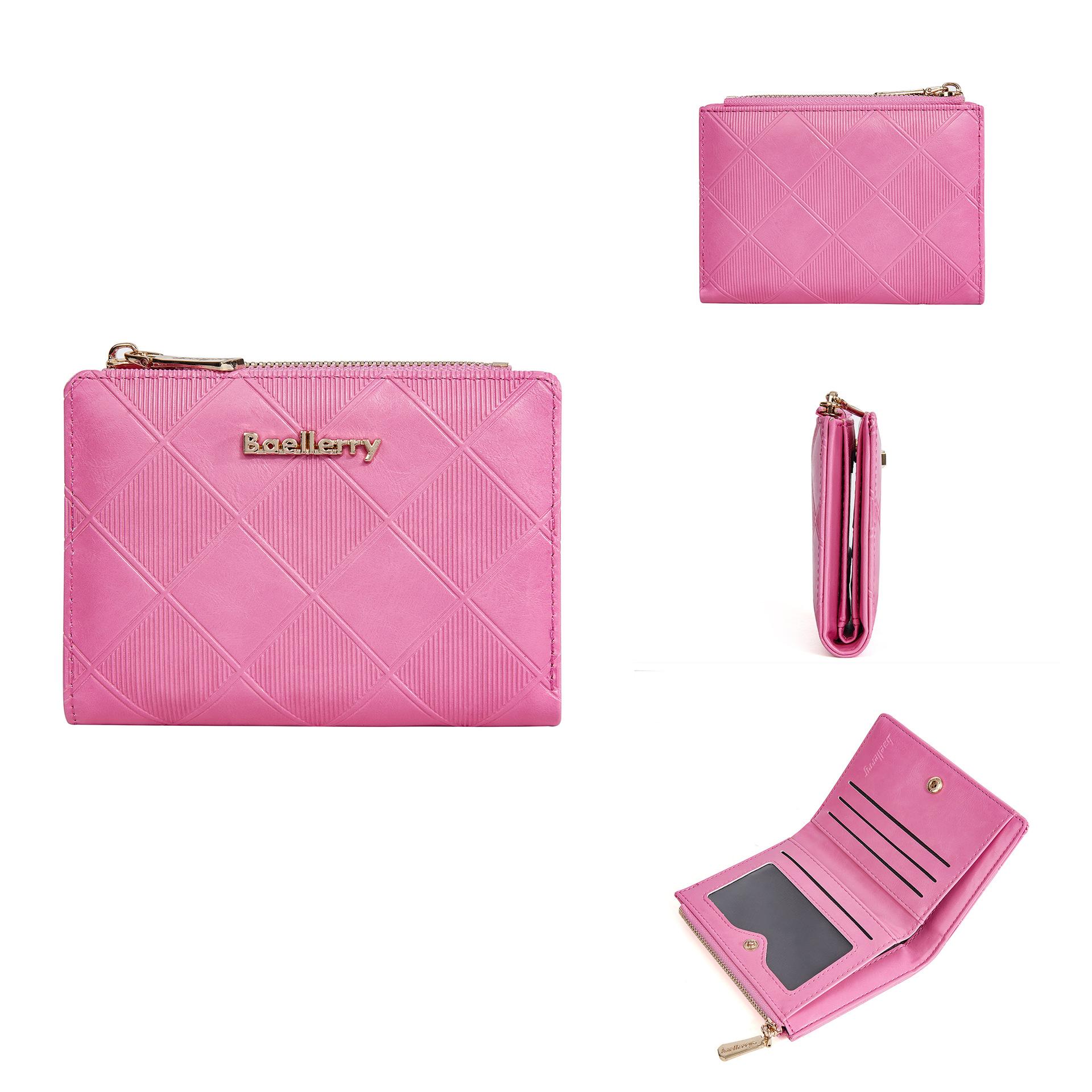 

Baellerry Женский короткий кошелек с отделениями для карт, кошелек на молнии, тисненый держатель для карт, бумажник из искусственной кожи, Sanp Button Notecase сливовый