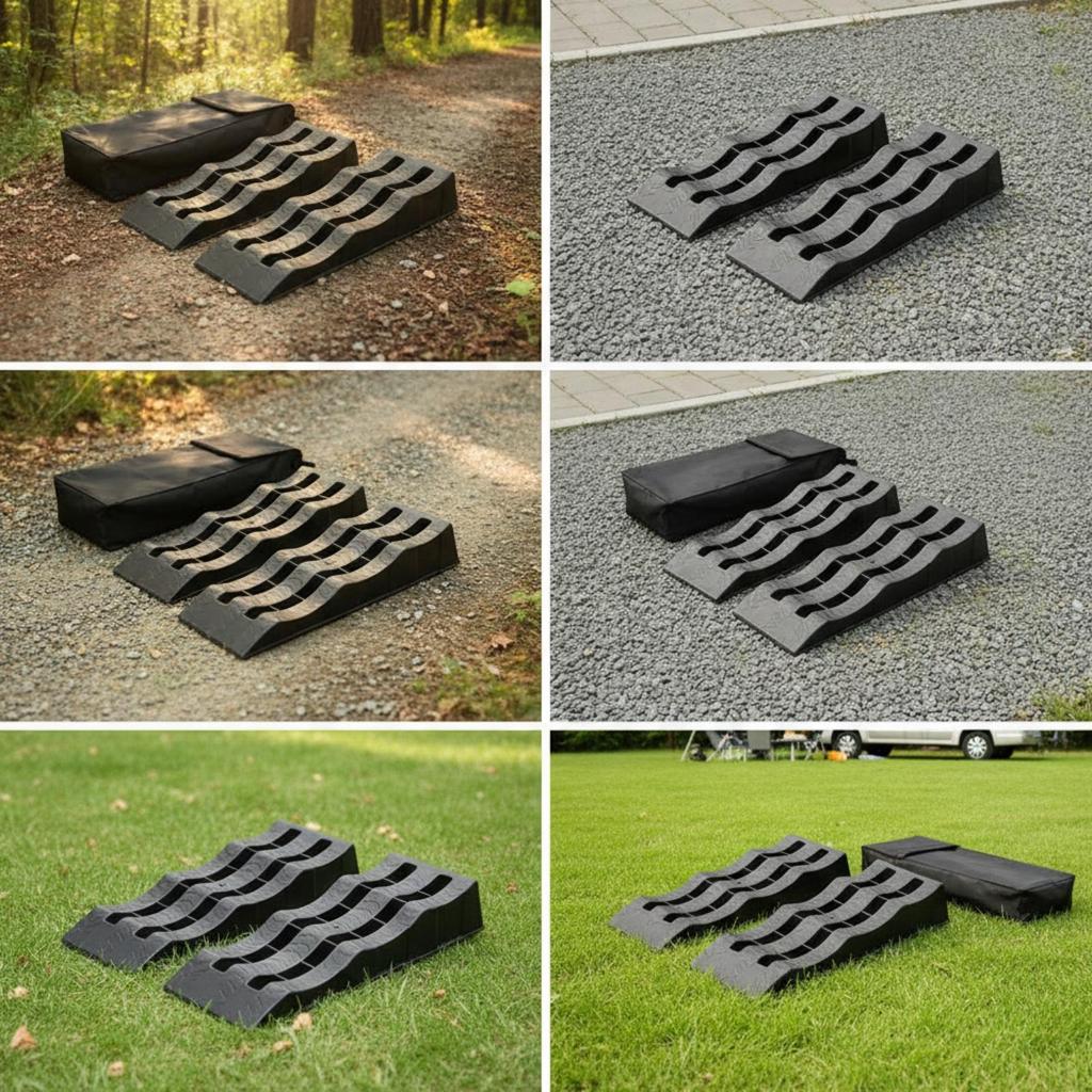 2 Pieces Wheel Ramps with Carrying Bag Leveling Car Ramp Heavy Duty for Campers
