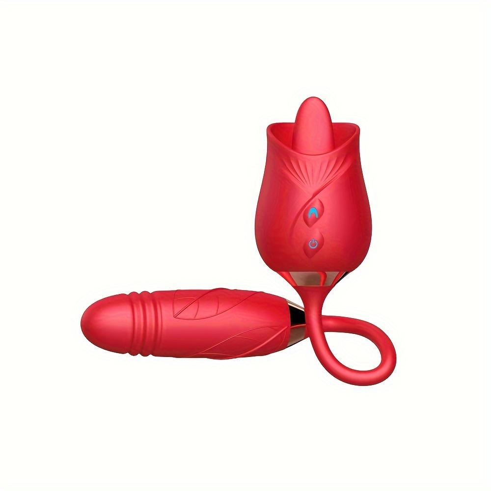 3 In 1 Clitoral Stimulator Tongue Licking Thrusting G Spot Dildo Vibrator With 10 Modes, Vaginal Anal Masturbation Massager