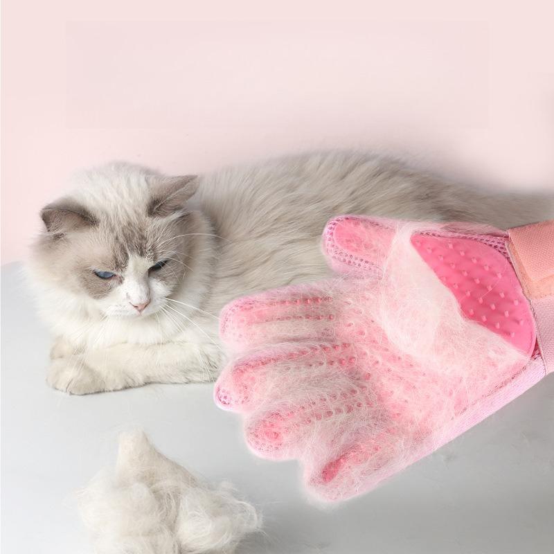 Pet Supplies Double Sided Hair Removal Gloves Massage Bath Beauty Cleaning Mittens Universal for Both Hands Anti Scratch and Bite Cat and Dog Gloves