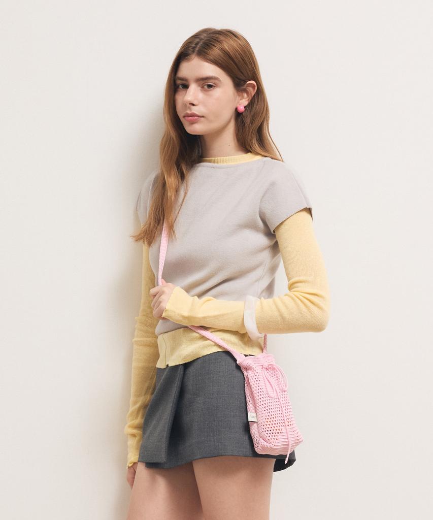 Pleatsmama Crochet Mini Bag Light Pink