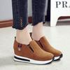 Women's Plus Size Platform Wedge Loafers, Thick Sole Hidden Lift Dress Shoes
