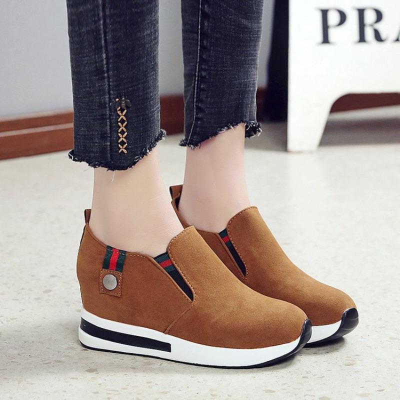 Women's Plus Size Platform Wedge Loafers, Thick Sole Hidden Lift Dress Shoes