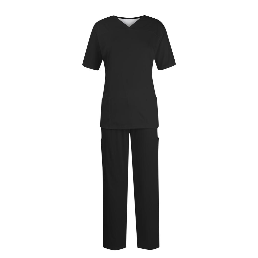 Women Short Sleeve V-neck Tops+Pants Working Set Suit Loose Casual Short Sleeve T Shirts Top And Long Pants Tracksuit