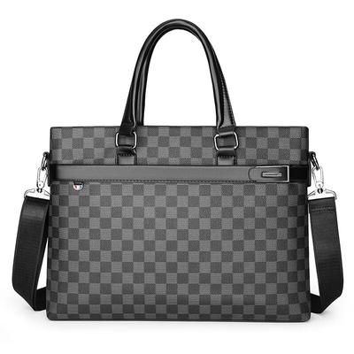 Li Shen Men's Plaid Crossbody Briefcase
