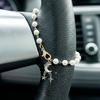 Dreamy Star and Moon Pearl Car Rearview Mirror Hanging Ornament, Detachable Lobster Clasp, Car Interior Decoration Gift for Female Drivers