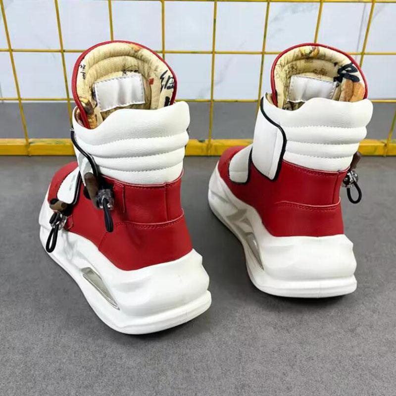 Fashion European-style High-top Red Fashionable Men's Shoes - Original Men's Casual Shoes - High Heel Thick Sole Shoes A3
