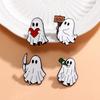 4Styles Halloween Ghost Collection Brooches Cartoon Spooky Hold Knife Heart Drink Design Enamel Pins With Free Shipping