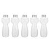 Cat Design 5Pcs Transparent PET Juice Bottles Reusable Leakproof Beverage Containers for Juicing Drinks Milktea Water Storage