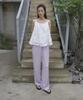 Mosyupamosyu Soft Stripe Elastic Pants [Lavender]