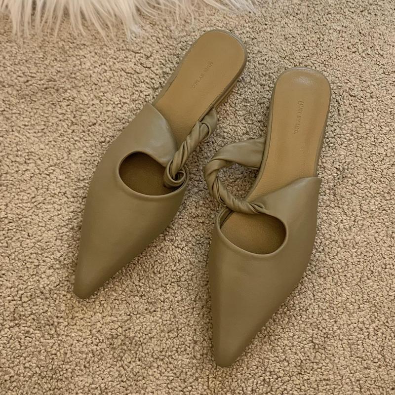 Spetsiga Tofflor Damskor Ballerinaskor Sexiga Klackskor Slingback Damskor Mules Skor Sommar 2025 Nya Lyxiga Chanclas De Mujer