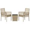 Garden Bistro Set 3 Pcs Beige Poly Rattan
