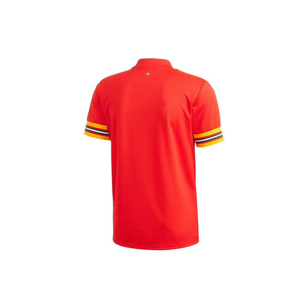 Adidas Camiseta de Local de la Selección Nacional de Gales para Hombre, Manga Corta Deportiva, Tops Rojos FH8528