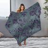 Dark Floral Velvet Throw Blanket Sofa Bed Cover Decorative Bedspread for Living Room Bedroom Cushion Cover