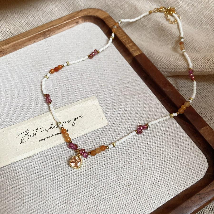Dopamine Ethnic Retro Beaded Colorful Pearl Choker Necklace - Niche High-End Fashion