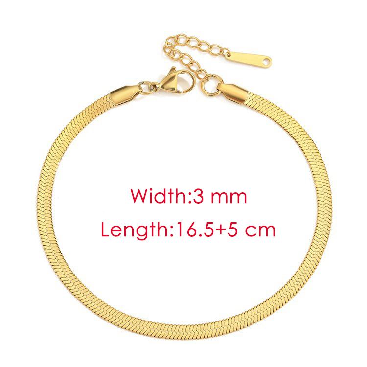 Blade Chain Anklets for Women Gold Bracelet On The Leg Stainless Steel Snake Chains Beach Accessories Jewelry C046