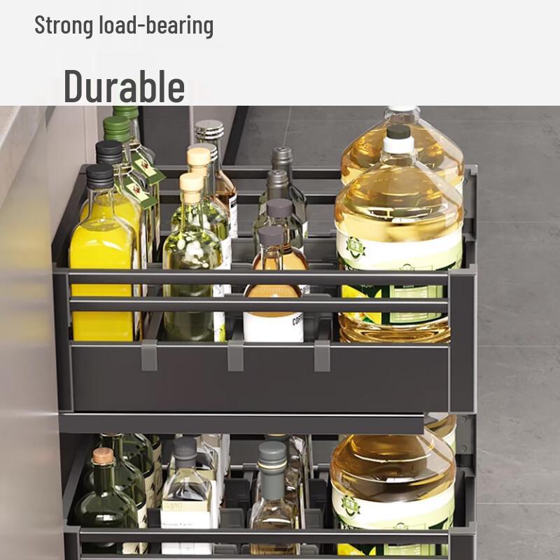 3-Layer Stainless Steel Kitchen Spice Pull-Out Basket