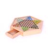Checker Glass Marbles Wooden Tabletop Game, Chess, Card Game, Competitive Puzzle Toy with Drawer-style Storage.