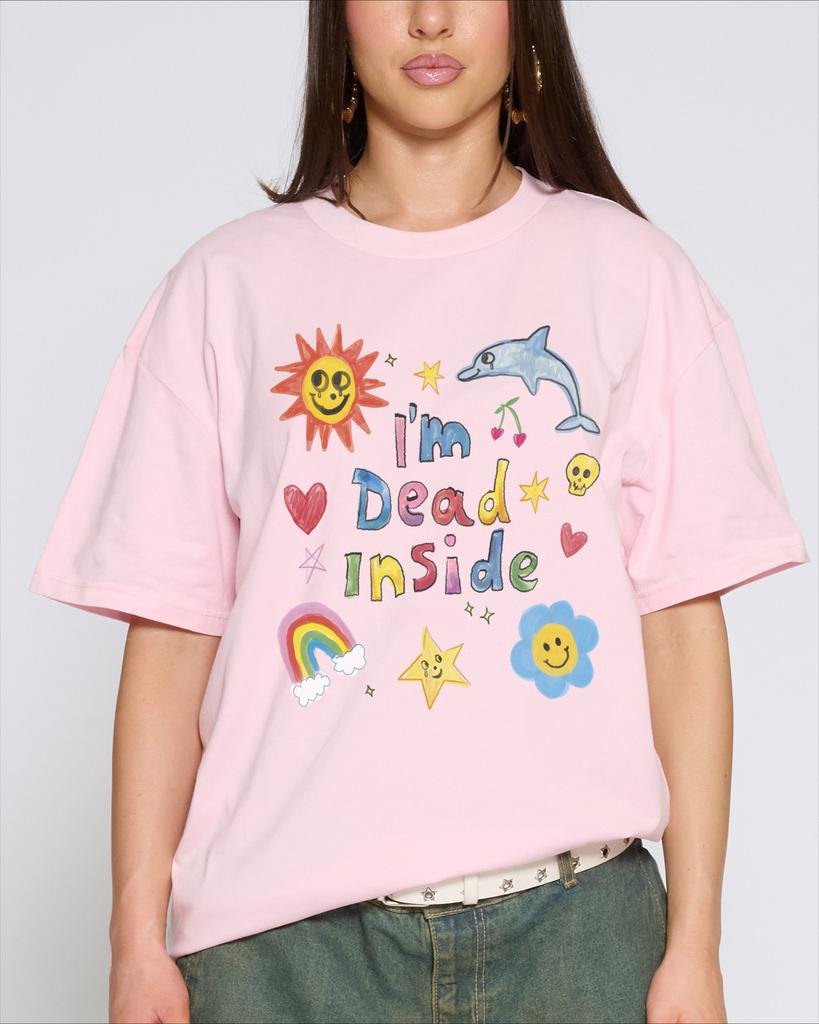 Im Dead Inside TShirt Mens Womens Cute Doodle Graphic Tee Colorful Happy Sad Streetwear Short Sleeve Casual Oversized Top