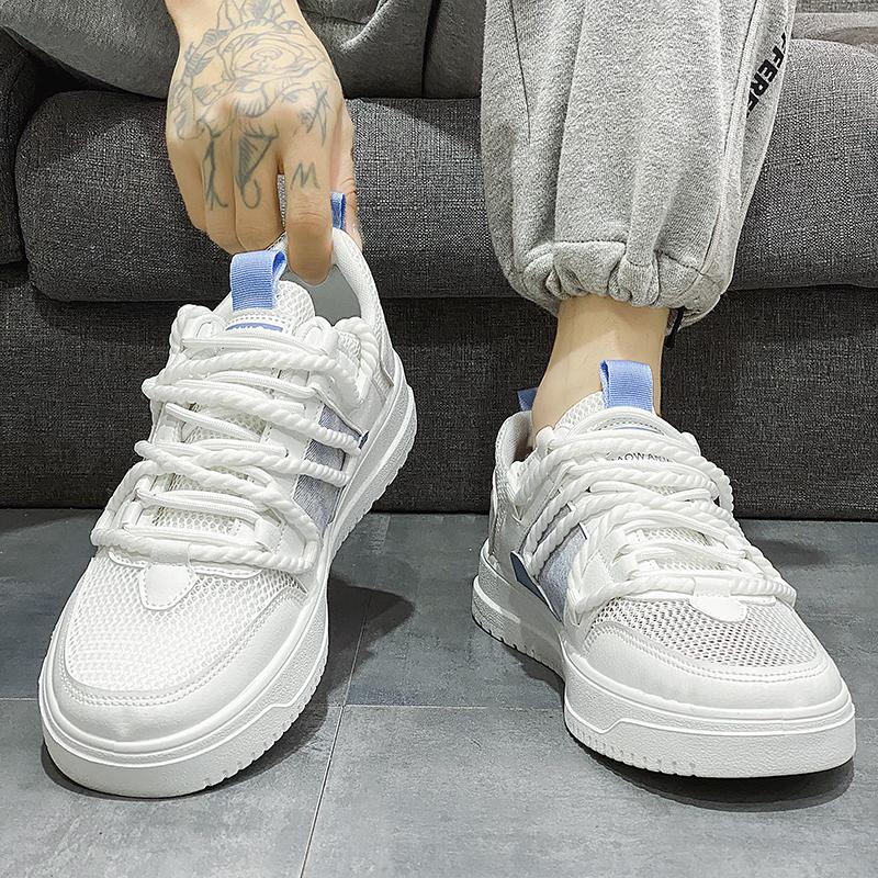 Mode PARZIVAL Neue Herren-Sneaker Freizeitschuhe Schnürschuhe Weiß Vulkanisierte Schuhe Atmungsaktive Flache Schuhe Zapatos De Hombre Dropshipping