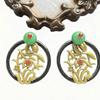 Vintage Chinese Enamel Clivia Exaggerated Western-Style Ear Clips for Women