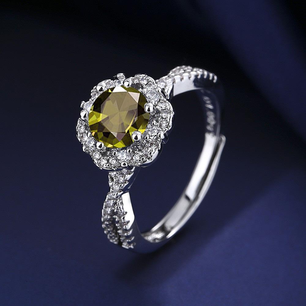 2026 Fashion Live Design Micro-studded Diamond Button Wall Plum Blossom Ring Women's Jewelry