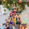 Christmas Tree Ornament Stacking Chicken/Coffee/Tennis Ball Christmas Ornament 2D Acrylic Hanging Decoration for Holiday Home Decor