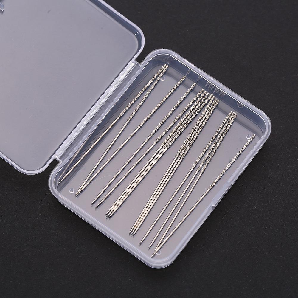 Knurled No-Eye Sewing Needles, 15Pcs Set (0.8x60mm & 1.2x76mm) for Fabric Repair & Invisible Hemming