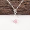 Round Pink Cat'S Eye Gemstone Mother Gift Wedding Pendant 925 Sterling Silver PP-40-48