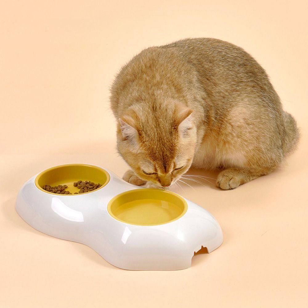 

Egg Yolk Pet Bowl Single/Double Pet Feeding Bowl Pet Food Bowl Cat Double Bowl For Cats Dogs white-double