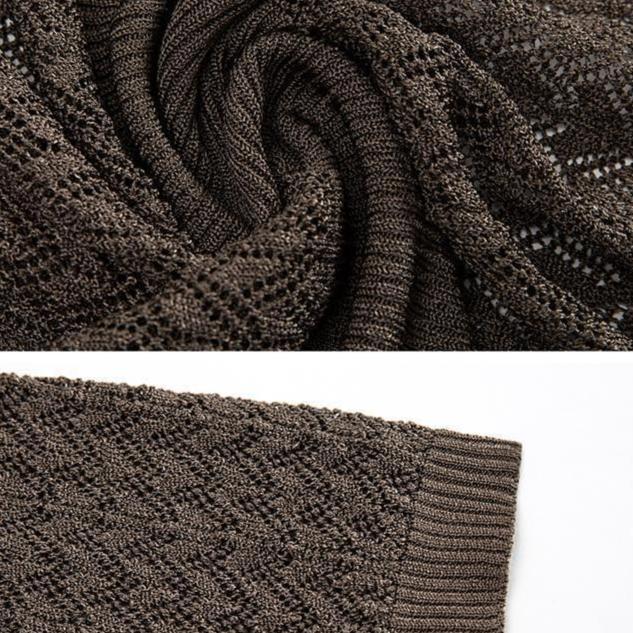 Summer Women's Knitted Jacket Solid Color Cutout Open Front Knitted Cardigan Thin Sunscreen Shawl