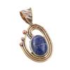 Natural Sodalite Gemstone 925 Solid Sterling Silver Two Tone Pendant 1.50" L8V81