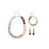 Elegant Rhinestone Geometric Earring and Necklace Set with Color Block Design