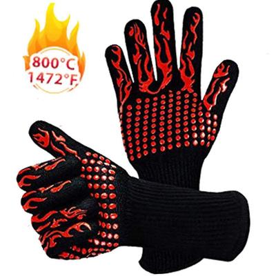 Heat-Resistant Silicone BBQ Grilling Gloves, Non-Slip Oven Gloves, 500-800°F