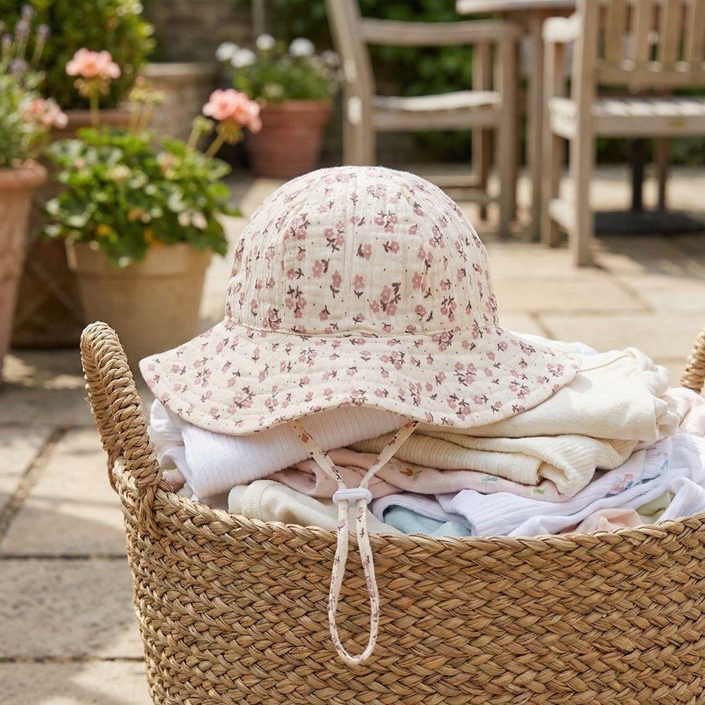 Wide Brim Children Fisherman Hat Cotton Kids Sun Cap Toddler Floral Print Baby Bucket Hat Outdoor