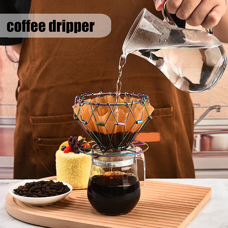 Collapsible Outdoor Pour Over Coffee Dripper,Portable Stainless Steel Reusable Coffee Dripper For Hiking