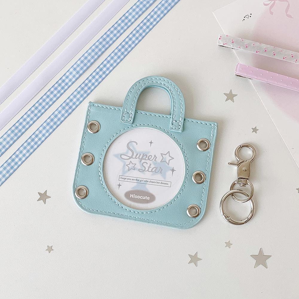 Korean Ballet Style Ribbon Hollow Badge Holder Transparent Round Pin Display Case for Ita Bag Cute Keychain Charm for Students