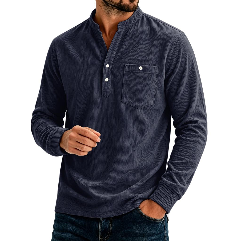 Men's Casual Loose Fit Color Shirt with Pockets for Everyday Wear