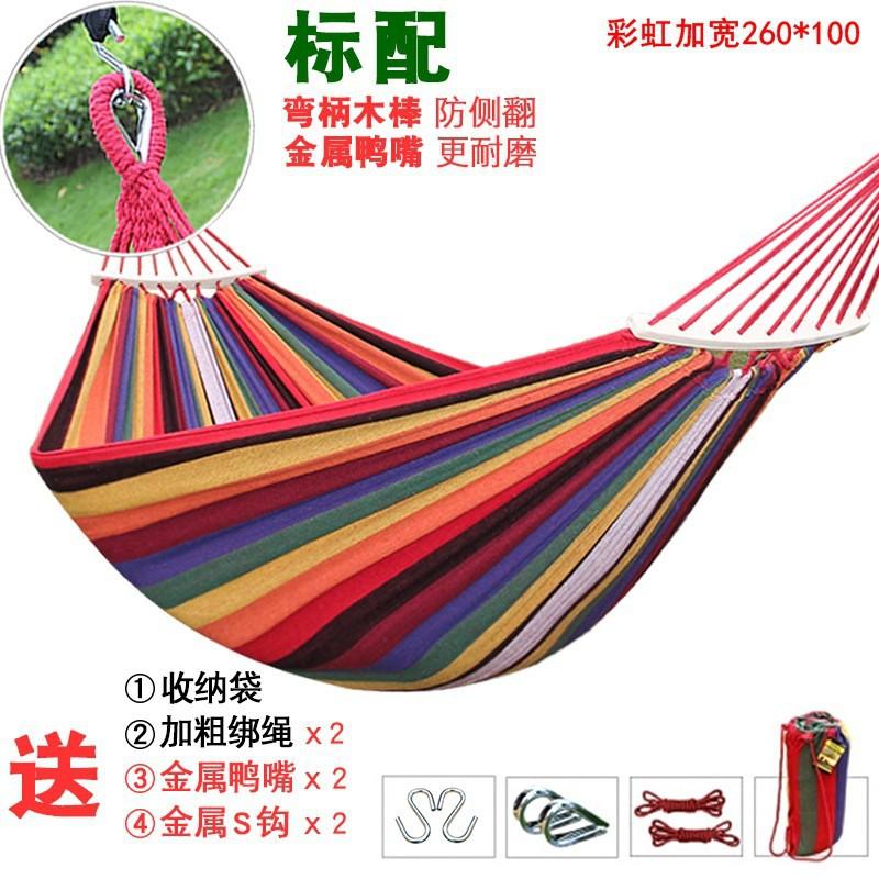 Portable Outdoor Hammock Kids Adults Durable Canvas Fabric With Anti-Roll Design Camping Hiking Garden Relaxation