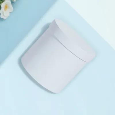 Round Mini Paper Flower Bucket Box Cylindrical Bouquet Holder for Wedding Birthday Baby Shower Floral Display Packaging White