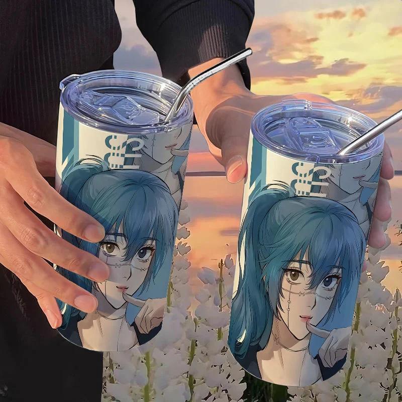 Jujutsu Kaisen Yuji Hrneček 500 ml Satoru Gojo Nerezová Ocel Cestovní Termohrnek Izolované Brčko Hrneček na Kávu Dárek Pro Děti