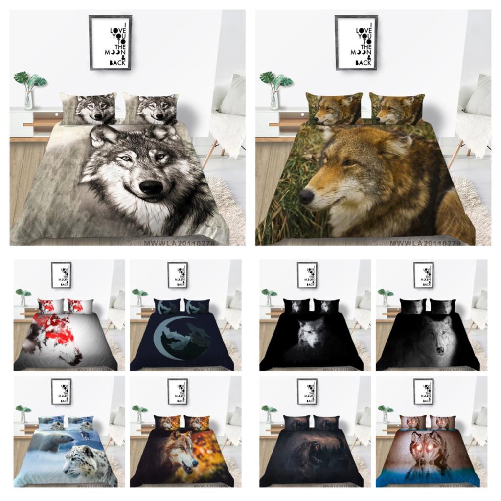 Home Textiles Bedding Suit with Pillowcase 3D Wolf Printed King Double Size Comforter Duvet Cover Bed Sets